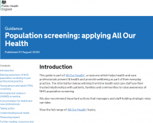 Population screening: applying All Our Health